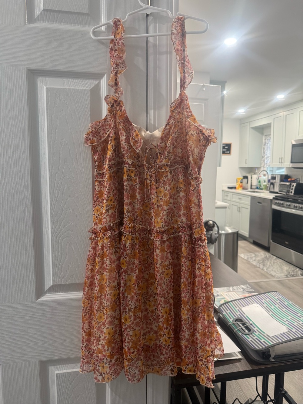 Patrons of Peace Pink Floral Ruffle Mini Dress
